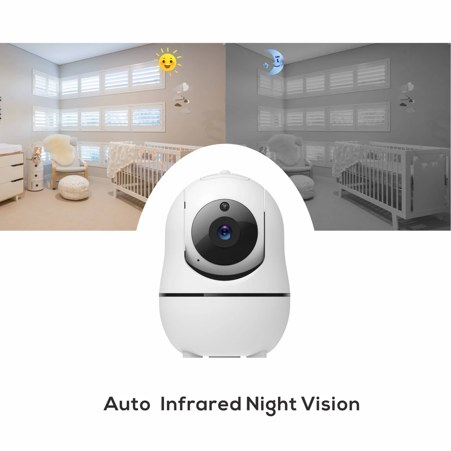 5 inch Video Baby Monitor with Two Camera and Audio, Night Vision, 4X Zoom, 1000ft Range 2-Way Audio Temperature Sensor Lullaby