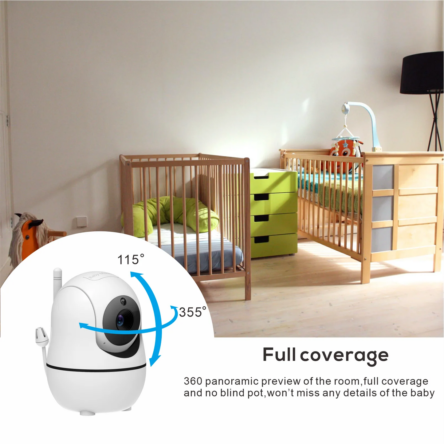 5 inch Video Baby Monitor with Two Camera and Audio, Night Vision, 4X Zoom, 1000ft Range 2-Way Audio Temperature Sensor Lullaby