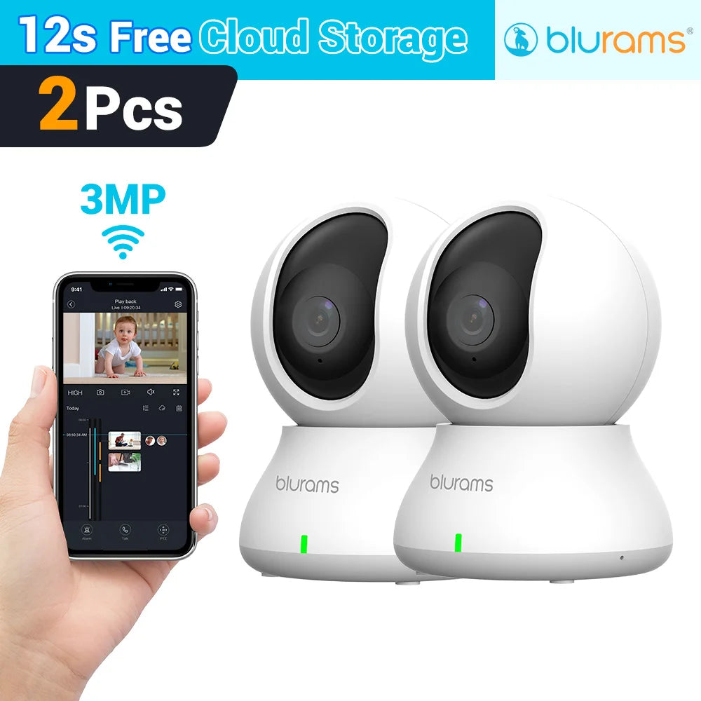 Blurams Baby Monitor Camera 2K HD Home Security Camera with Motion Detection and Two-Way Audio, Easy Setup, Clear Day & Night