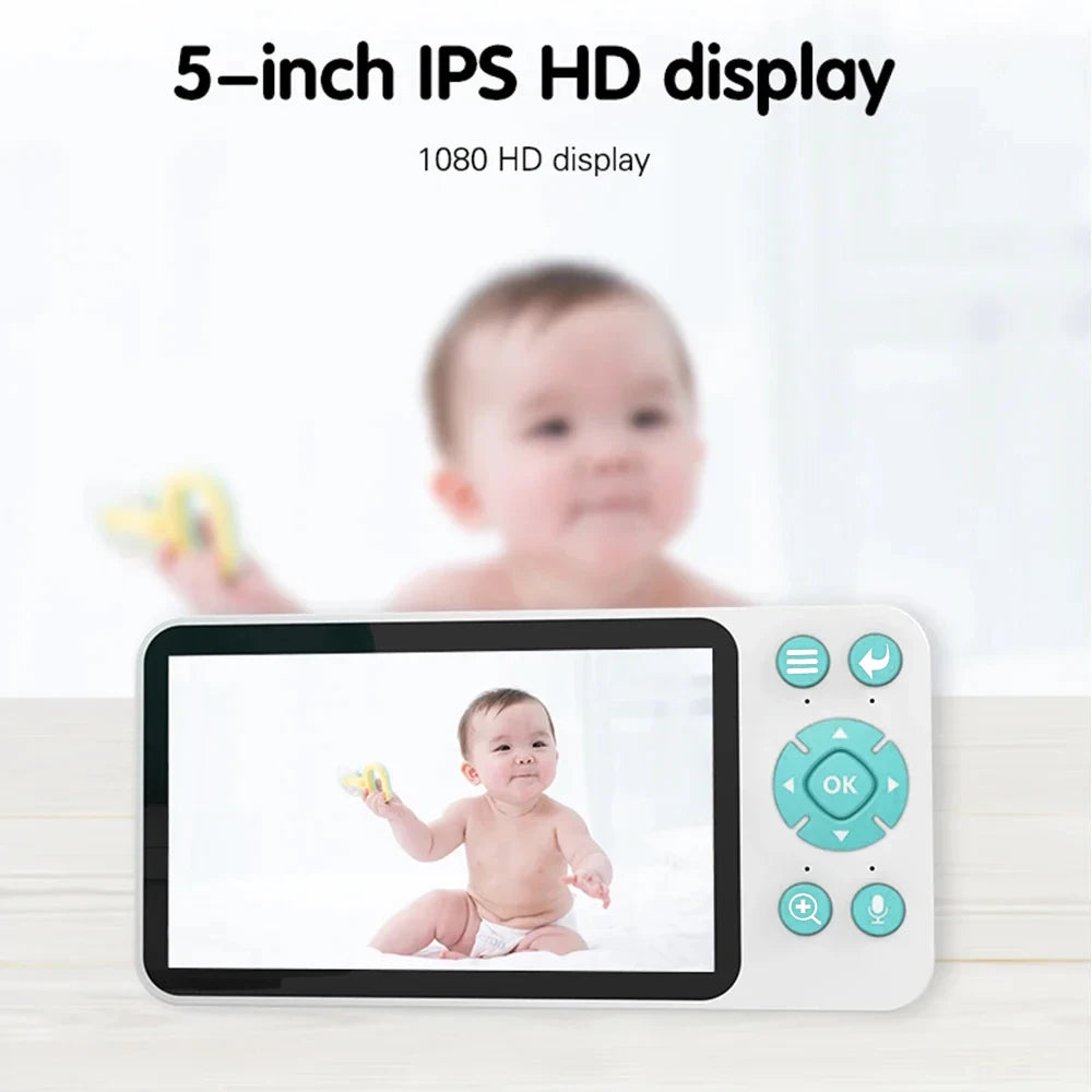 5" Tuya Smart WiFi Feeding Reminder Temperature Motion Sound Detection APP View Control Audio Video Baby Monitors Camera 1080P