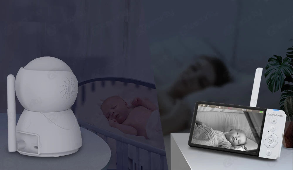 5''IPS Screen Pan-Tilt-Zoom Camera Video Baby Monitor with 30-Hour Battery 2-Way Talk Night Vision Temperature Lullabies SD Card