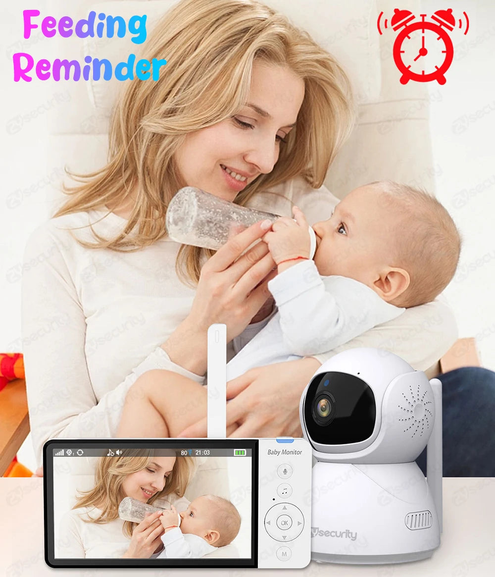 5''IPS Screen Pan-Tilt-Zoom Camera Video Baby Monitor with 30-Hour Battery 2-Way Talk Night Vision Temperature Lullabies SD Card