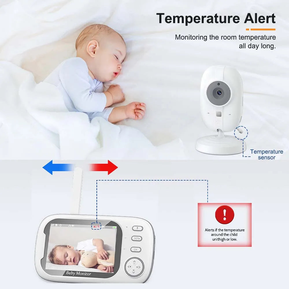 New 3.5'' Video Baby Monitor Night Vision Security Cam 2.4G Mother Kid 2 Way Audio Talk Video Surveillance Cam With Temperature