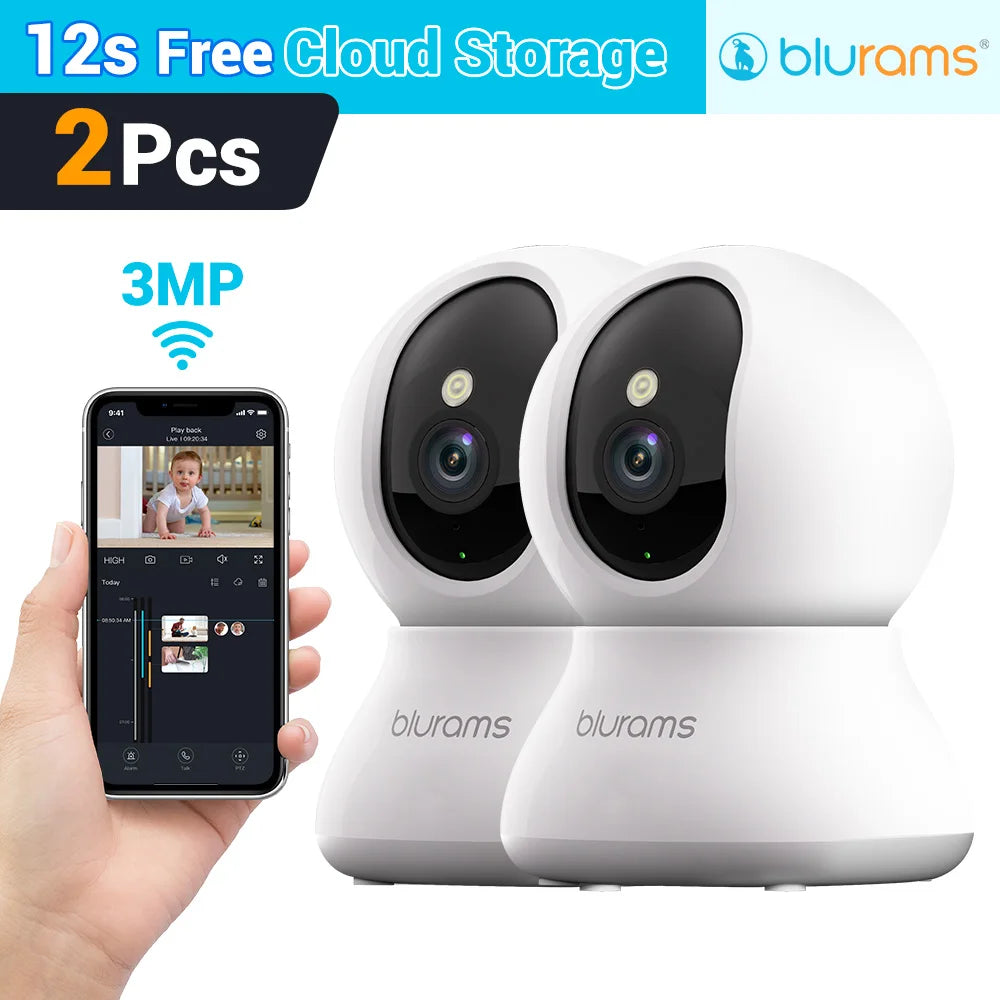 Blurams Baby Monitor Camera 2K HD Home Security Camera with Motion Detection and Two-Way Audio, Easy Setup, Clear Day & Night