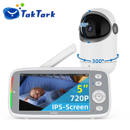 5 Inch TakTark Wireless Video Baby Monitor With Two Way Audio Night Vision Temperature Monitoring 3X Zoom Security Camera Nanny