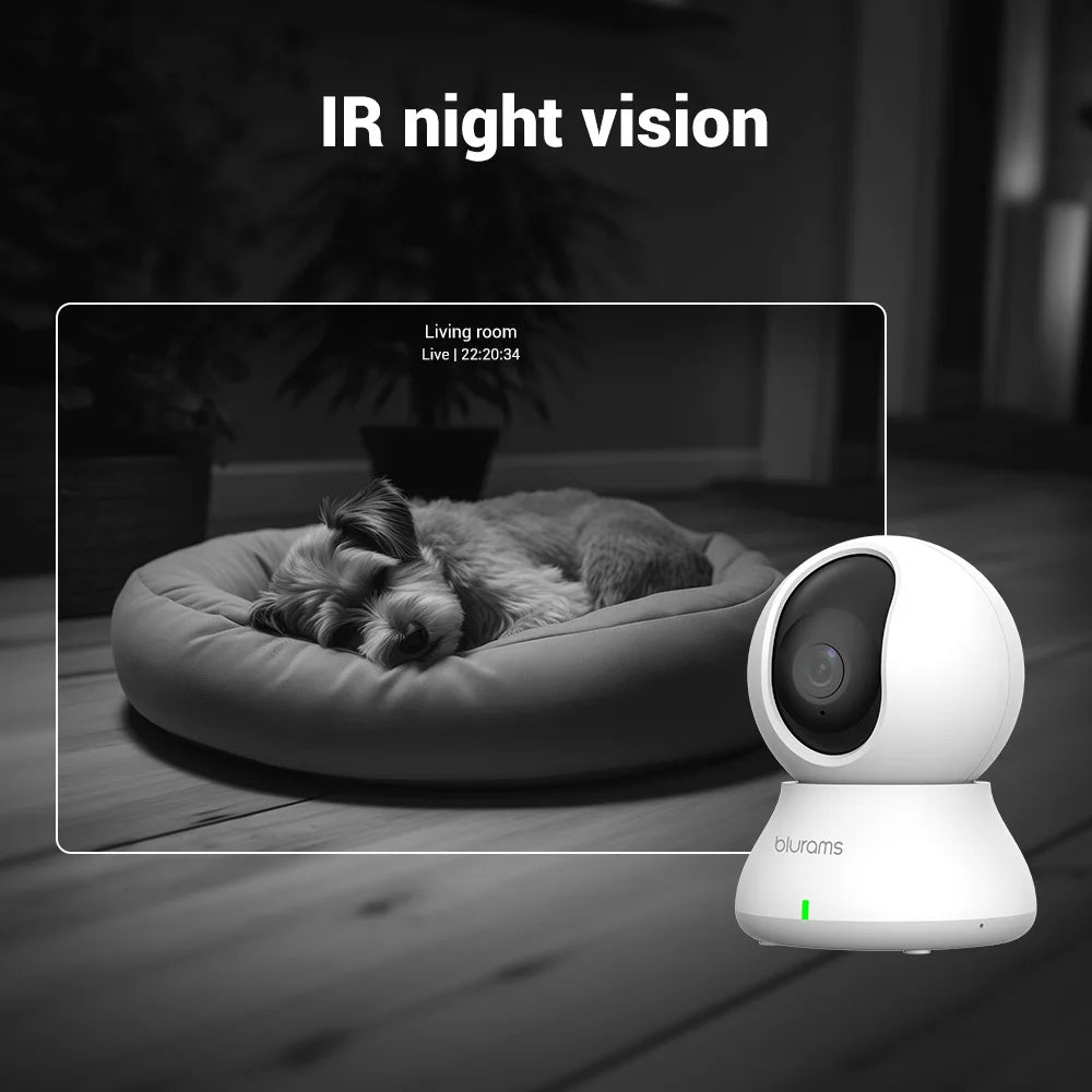 Blurams Baby Monitor Camera 2K HD Home Security Camera with Motion Detection and Two-Way Audio, Easy Setup, Clear Day & Night