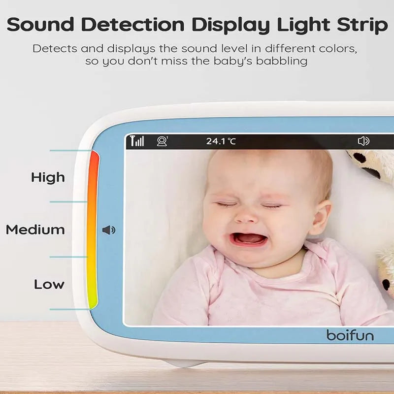 BOIFUN Baby Camera Monitor, 5-inch 720P IPS Full Color Screen, 360 Camera, Night Vision, No Wifi, ECO Mode, 3050mAh Battery