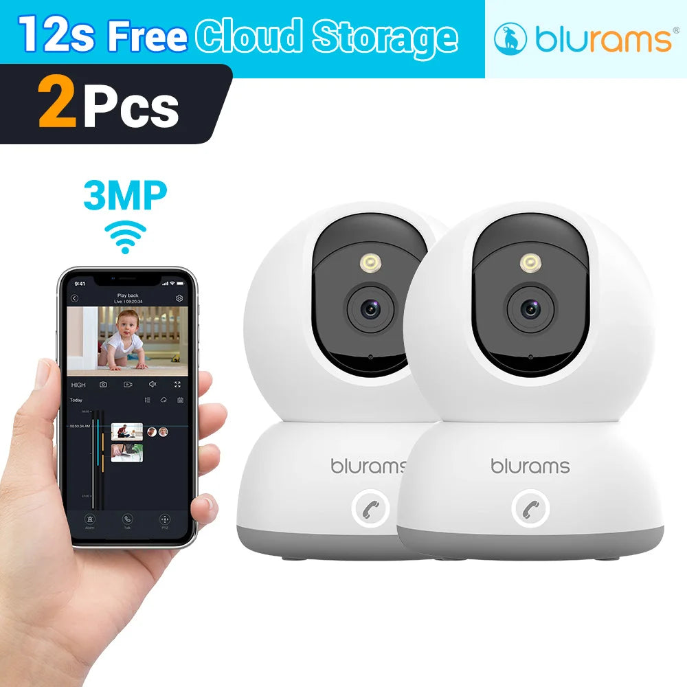 Blurams Baby Monitor Camera 2K HD Home Security Camera with Motion Detection and Two-Way Audio, Easy Setup, Clear Day & Night