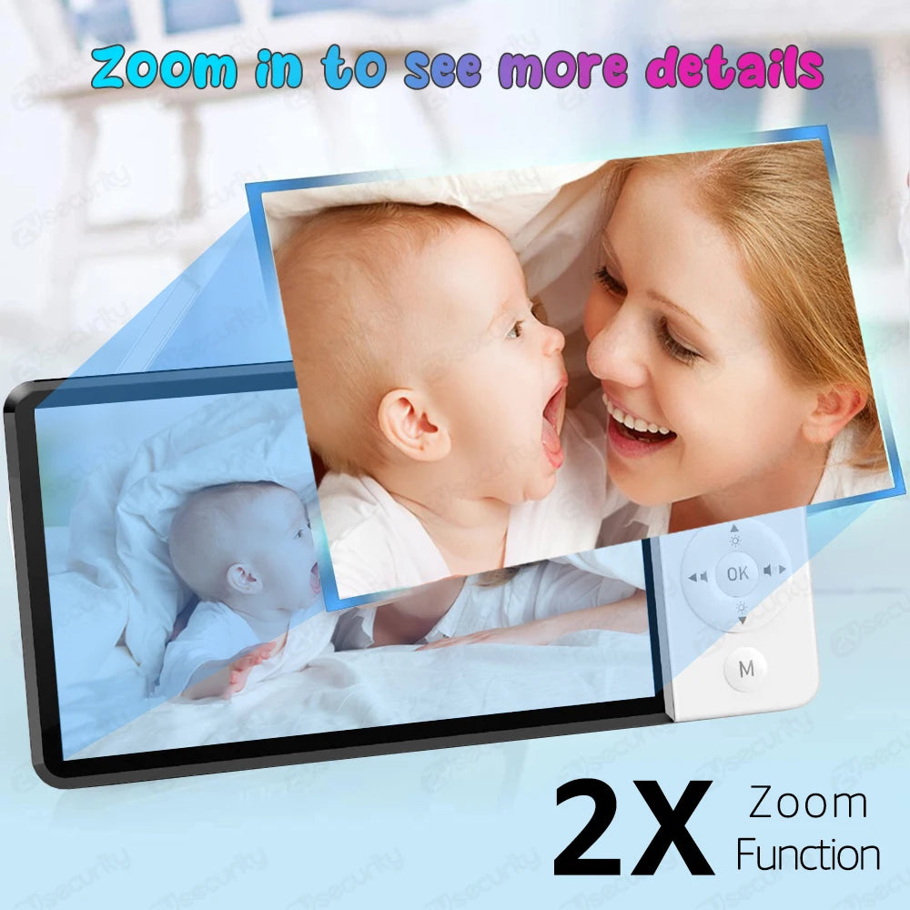 5''IPS Screen Pan-Tilt-Zoom Camera Video Baby Monitor with 30-Hour Battery 2-Way Talk Night Vision Temperature Lullabies SD Card