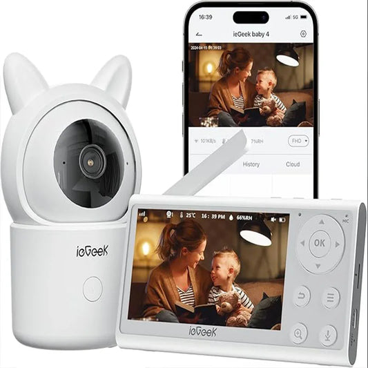 ieGeek 1080p Baby Monitor with Camera and Night Vision, Phone App & 4.3" Split Screen & App Control, 3000mAh Battery