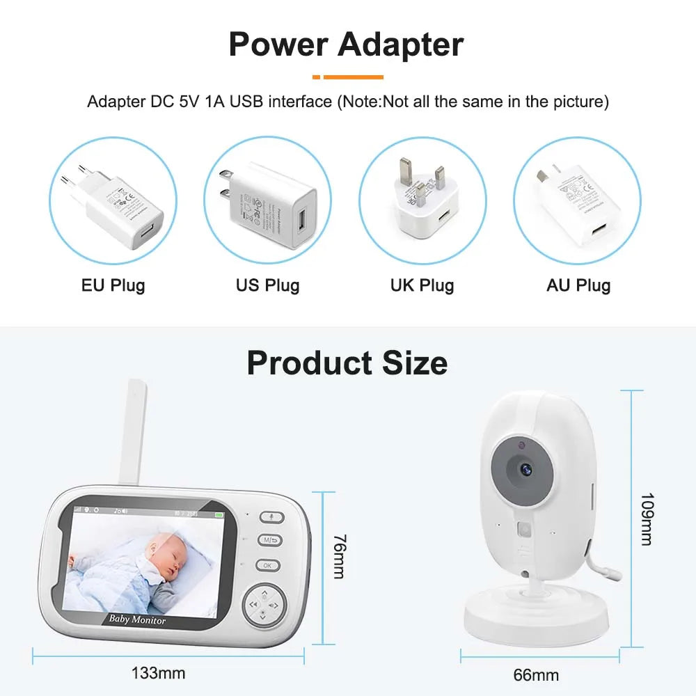 New 3.5'' Video Baby Monitor Night Vision Security Cam 2.4G Mother Kid 2 Way Audio Talk Video Surveillance Cam With Temperature