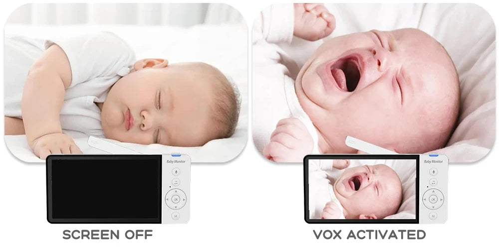 5''IPS Screen Pan-Tilt-Zoom Camera Video Baby Monitor with 30-Hour Battery 2-Way Talk Night Vision Temperature Lullabies SD Card