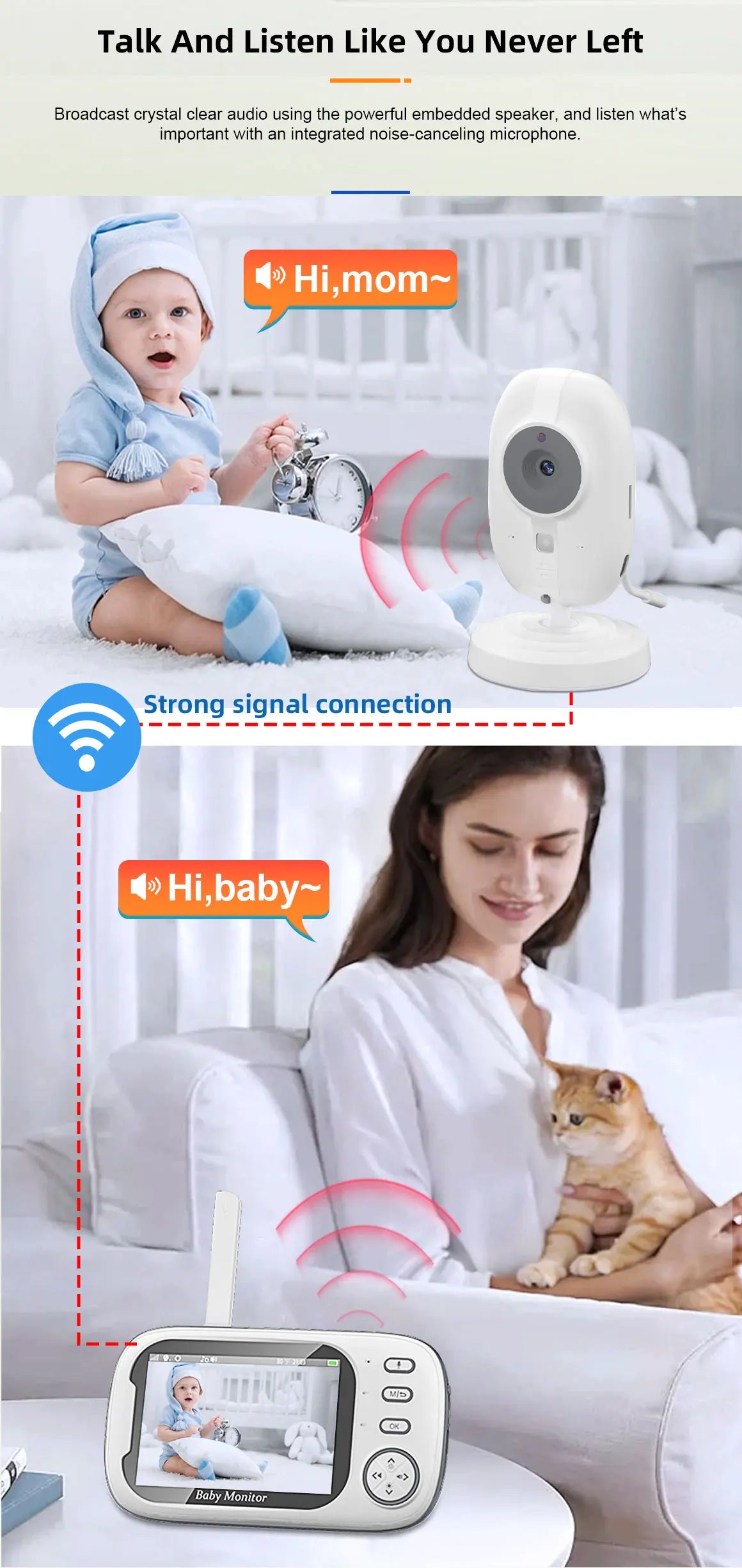 New 3.5'' Video Baby Monitor Night Vision Security Cam 2.4G Mother Kid 2 Way Audio Talk Video Surveillance Cam With Temperature