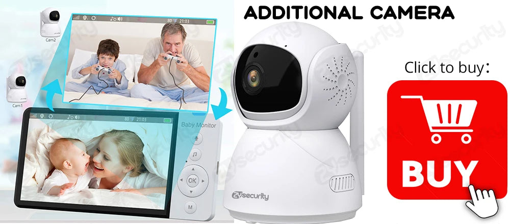 5''IPS Screen Pan-Tilt-Zoom Camera Video Baby Monitor with 30-Hour Battery 2-Way Talk Night Vision Temperature Lullabies SD Card