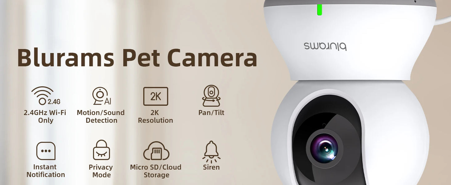 Blurams Baby Monitor Camera 2K HD Home Security Camera with Motion Detection and Two-Way Audio, Easy Setup, Clear Day & Night