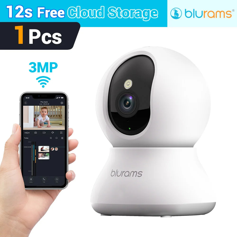 Blurams Baby Monitor Camera 2K HD Home Security Camera with Motion Detection and Two-Way Audio, Easy Setup, Clear Day & Night