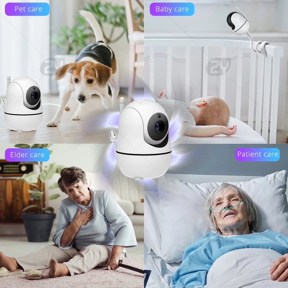 7.0 inch Video Baby Monitor HD Split Screen with 2 Cameras Pan Tilt 4X Zoom 2 Way Audio Night Vision no WiFi 4000mAh Battery