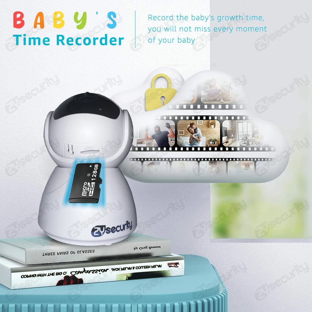 5''IPS Screen Pan-Tilt-Zoom Camera Video Baby Monitor with 30-Hour Battery 2-Way Talk Night Vision Temperature Lullabies SD Card