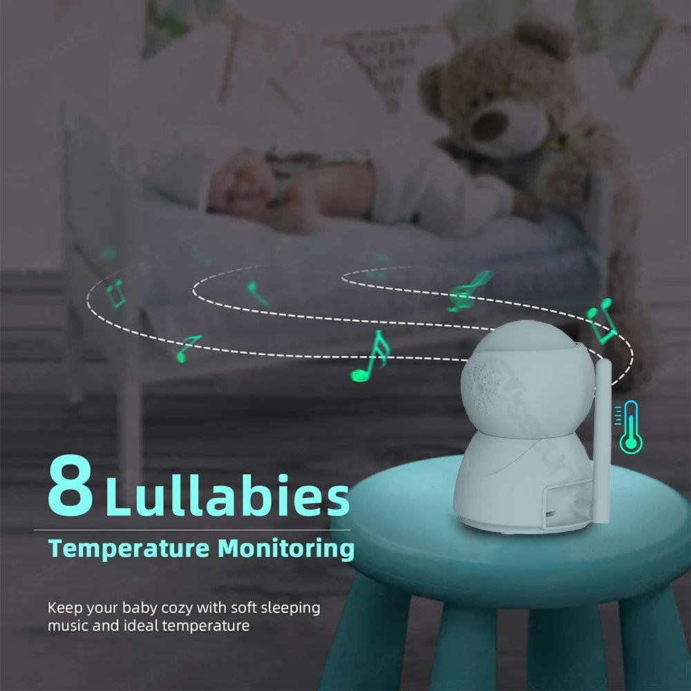 5''IPS Screen Pan-Tilt-Zoom Camera Video Baby Monitor with 30-Hour Battery 2-Way Talk Night Vision Temperature Lullabies SD Card