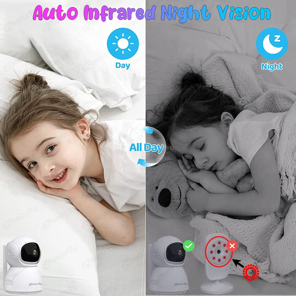 5''IPS Screen Pan-Tilt-Zoom Camera Video Baby Monitor with 30-Hour Battery 2-Way Talk Night Vision Temperature Lullabies SD Card