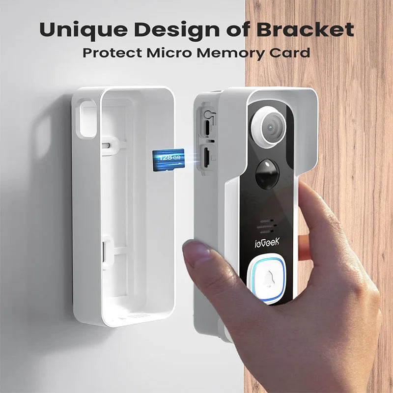 ieGeek Video Doorbell Wireless with Chime 2K HD Doorbell Camera, Smart Home Security Door Bell Voice Message and Changer