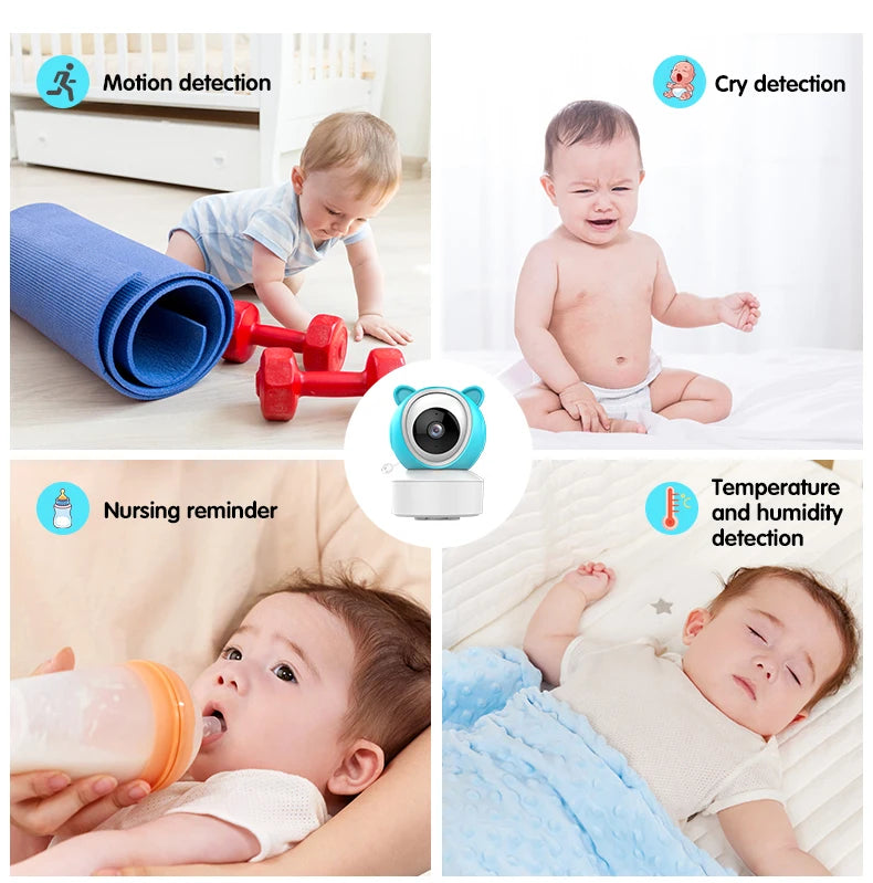 5" Tuya Smart WiFi Feeding Reminder Temperature Motion Sound Detection APP View Control Audio Video Baby Monitors Camera 1080P