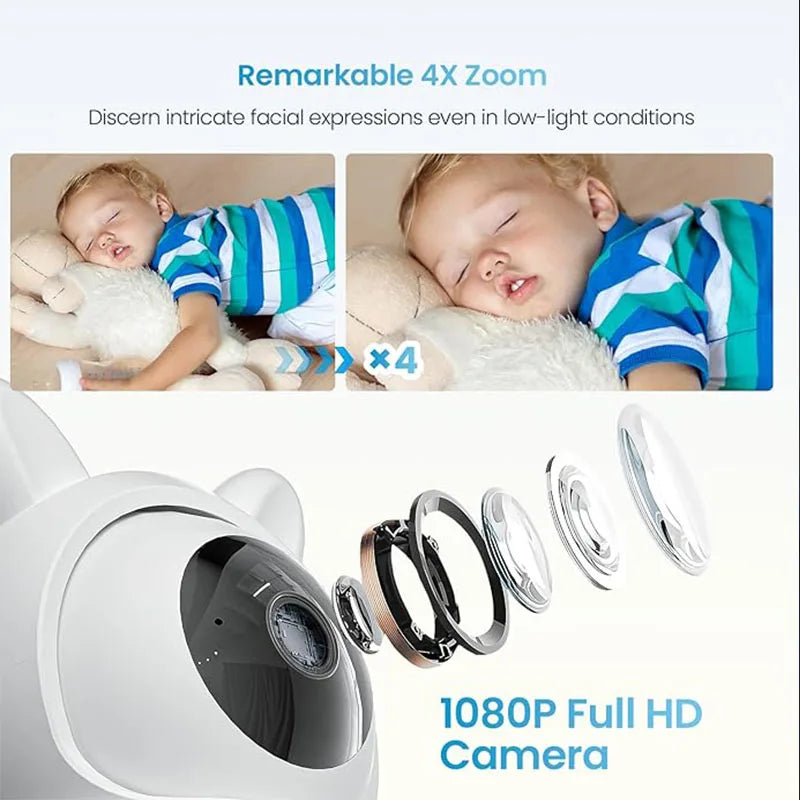 ieGeek 1080p Baby Monitor with Camera and Night Vision, Phone App & 4.3" Split Screen & App Control, 3000mAh Battery