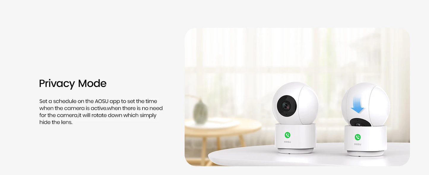 AOSU 2K 3MP 5G/2.4GHz Baby Monitor WiFi Security Camera Indoor 6X Zoom 2-Way Audio Surveillance CCTV Camera Work with Alex