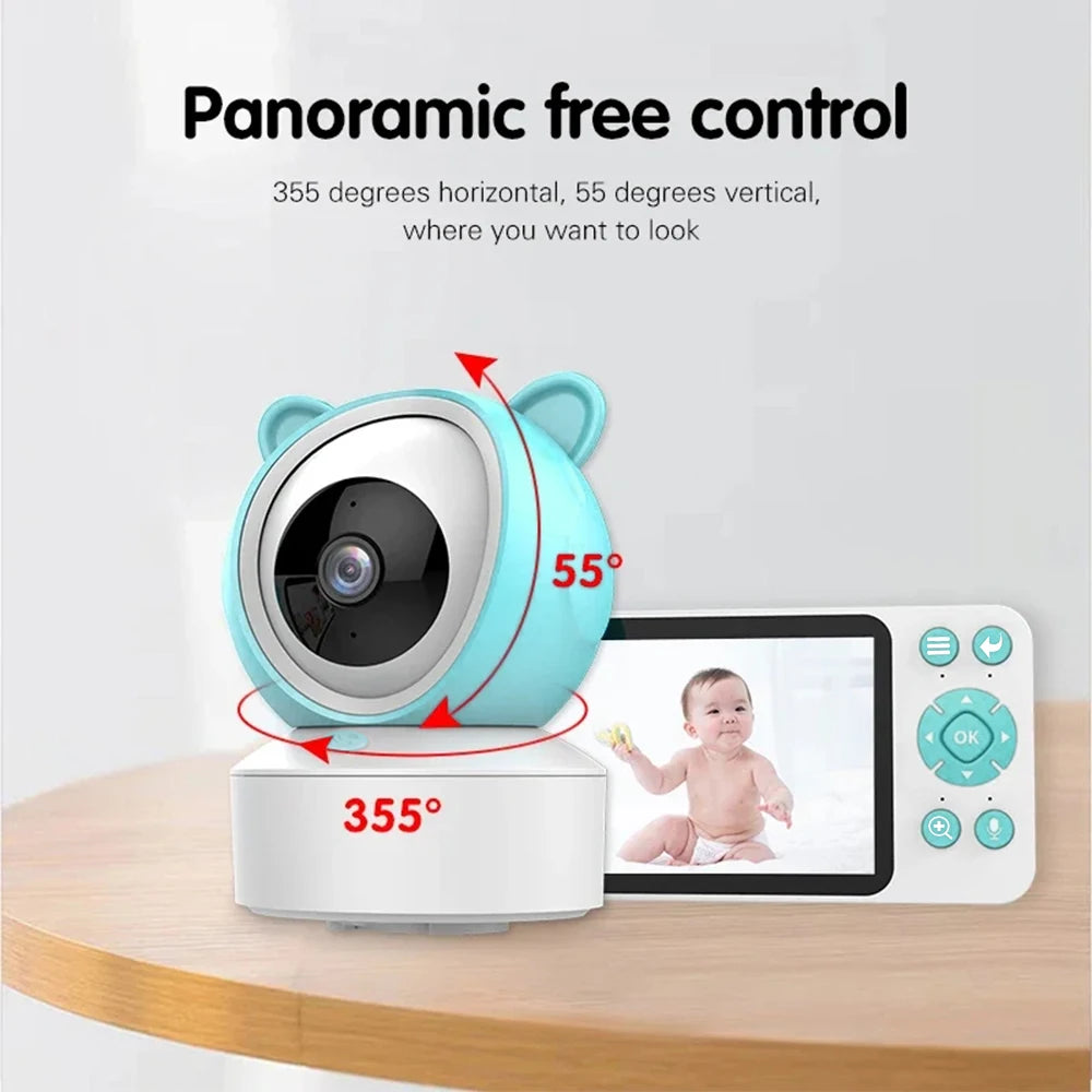 5" Tuya Smart WiFi Feeding Reminder Temperature Motion Sound Detection APP View Control Audio Video Baby Monitors Camera 1080P