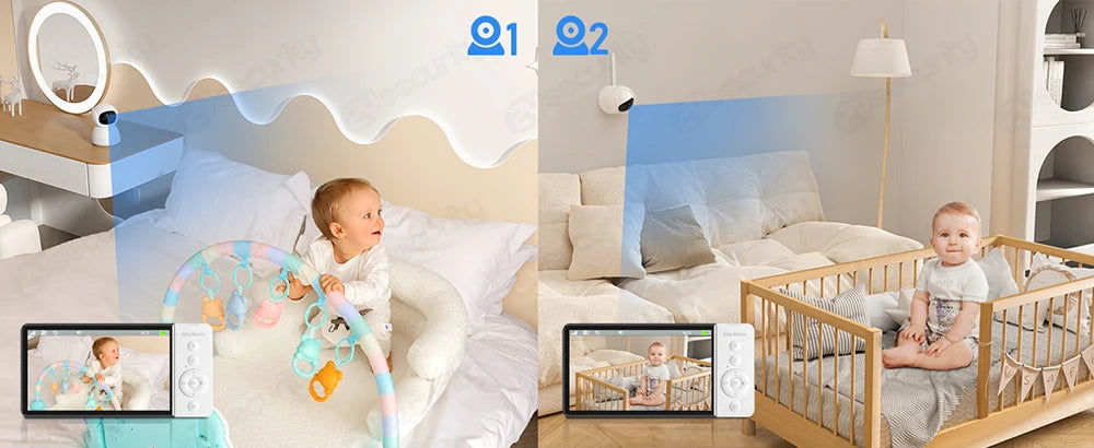 5''IPS Screen Pan-Tilt-Zoom Camera Video Baby Monitor with 30-Hour Battery 2-Way Talk Night Vision Temperature Lullabies SD Card